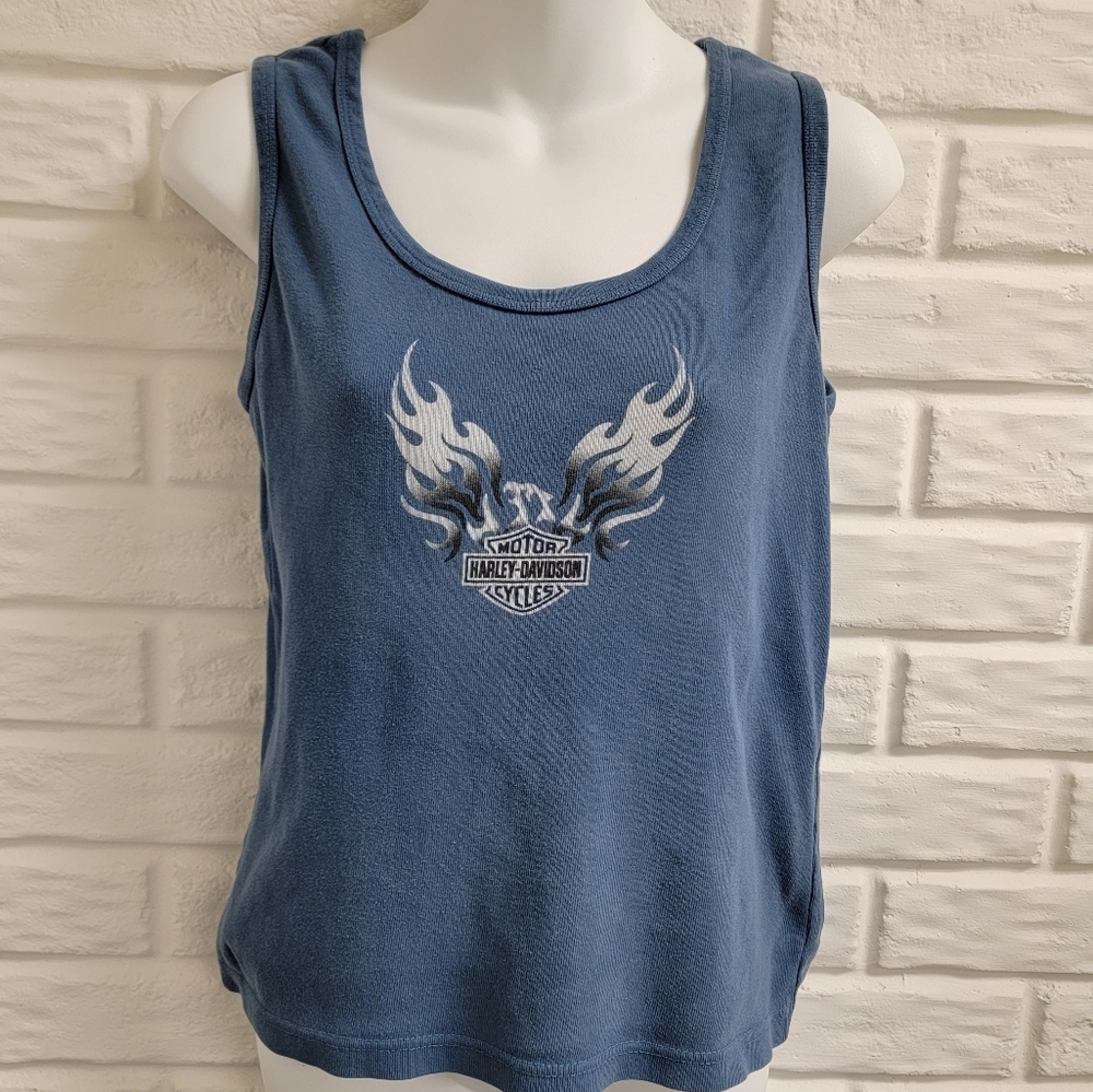 Vintage Harley-Davidson Women's Blue Graphic Tank Top | Ann Arbor MI Tank